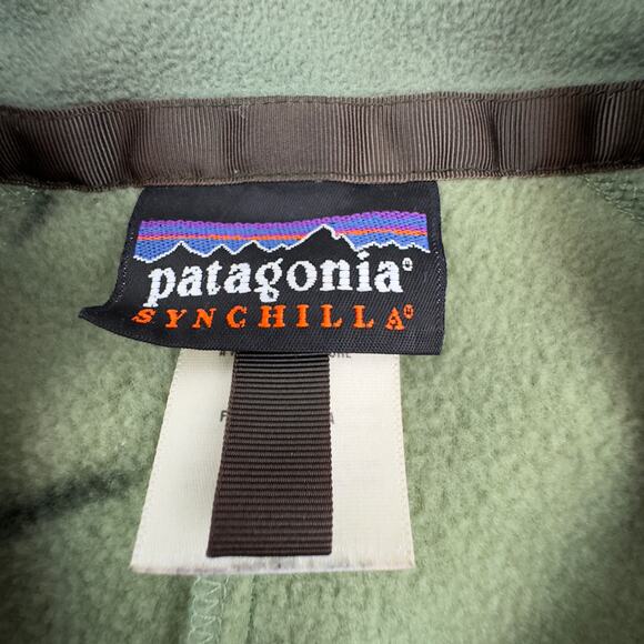 Patagonia Vintage Rare Synchilla Fleece Green Floral Printed Vest Women's Size M - Picture 5 of 7